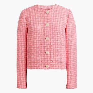 J. Crew Pink Houndstooth Tweed Lady Jacket Blazer